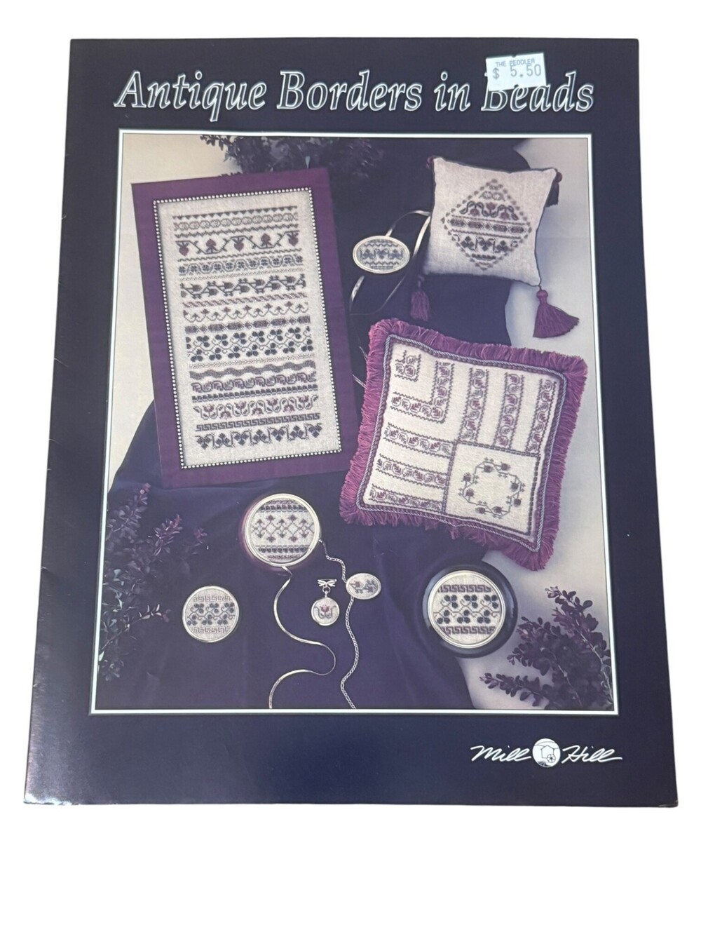 Crossstitch Needlepoint Brochure Mill Hill Antique Borders in Beads Pattern